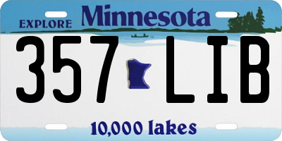 MN license plate 357LIB