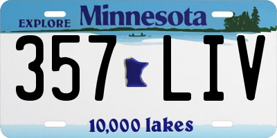 MN license plate 357LIV