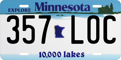 MN license plate 357LOC