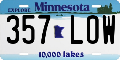 MN license plate 357LOW