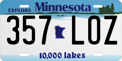 MN license plate 357LOZ
