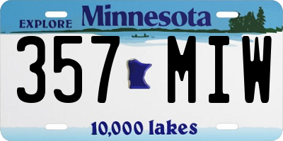 MN license plate 357MIW
