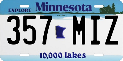 MN license plate 357MIZ