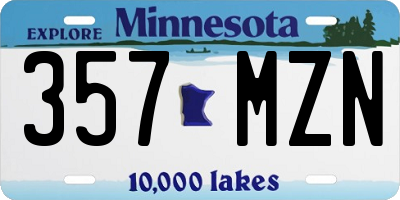 MN license plate 357MZN