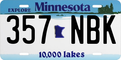 MN license plate 357NBK