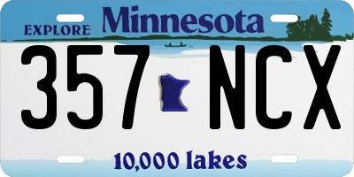 MN license plate 357NCX