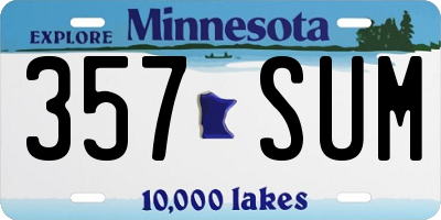 MN license plate 357SUM