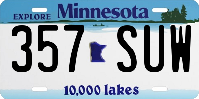 MN license plate 357SUW