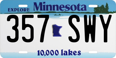 MN license plate 357SWY