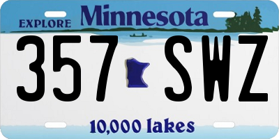 MN license plate 357SWZ