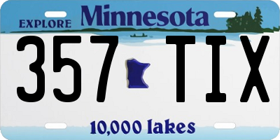 MN license plate 357TIX