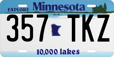 MN license plate 357TKZ