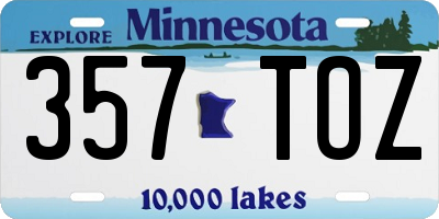 MN license plate 357TOZ