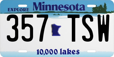 MN license plate 357TSW