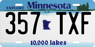 MN license plate 357TXF