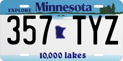 MN license plate 357TYZ