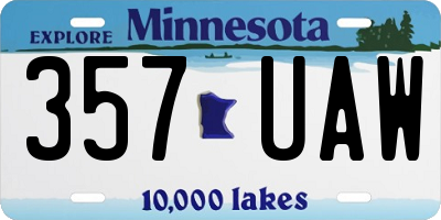 MN license plate 357UAW