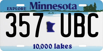 MN license plate 357UBC