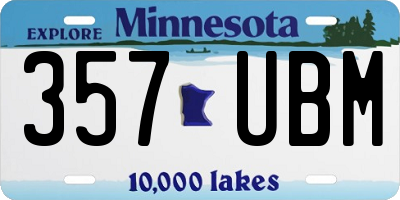 MN license plate 357UBM