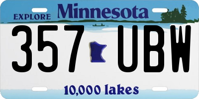 MN license plate 357UBW