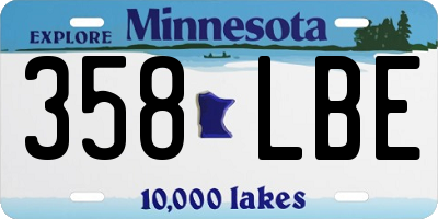 MN license plate 358LBE