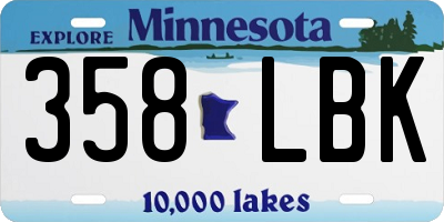 MN license plate 358LBK