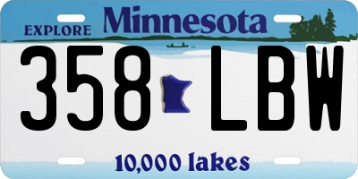 MN license plate 358LBW