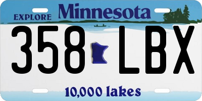 MN license plate 358LBX