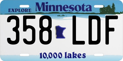 MN license plate 358LDF