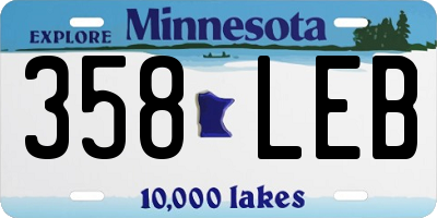 MN license plate 358LEB