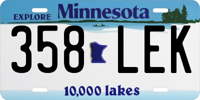 MN license plate 358LEK