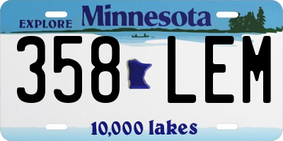 MN license plate 358LEM