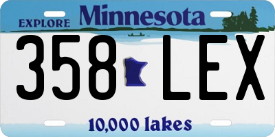 MN license plate 358LEX