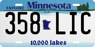 MN license plate 358LIC