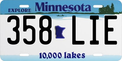 MN license plate 358LIE