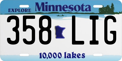 MN license plate 358LIG