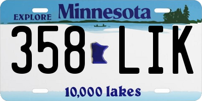 MN license plate 358LIK