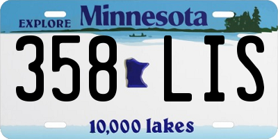 MN license plate 358LIS