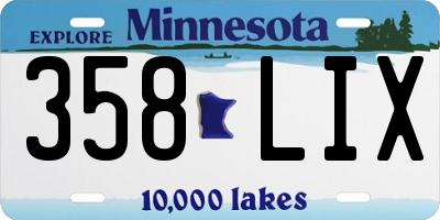 MN license plate 358LIX