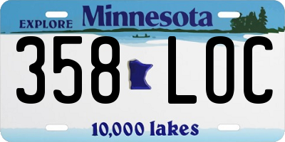 MN license plate 358LOC