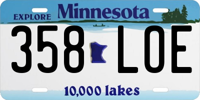 MN license plate 358LOE