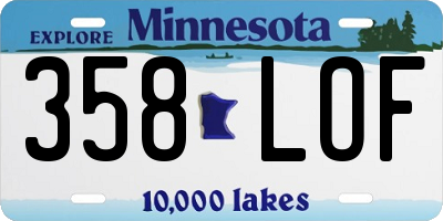 MN license plate 358LOF