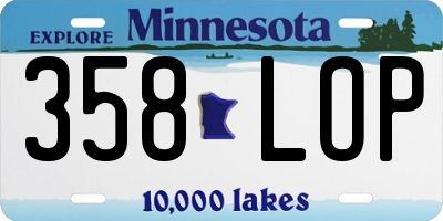 MN license plate 358LOP