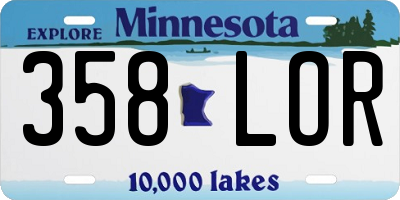 MN license plate 358LOR