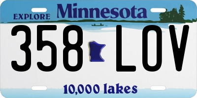 MN license plate 358LOV