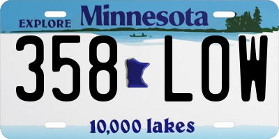 MN license plate 358LOW
