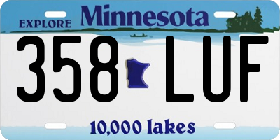 MN license plate 358LUF