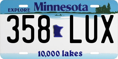 MN license plate 358LUX