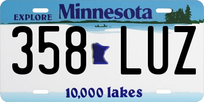 MN license plate 358LUZ