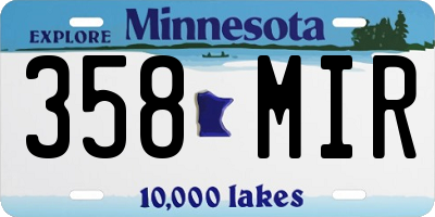 MN license plate 358MIR